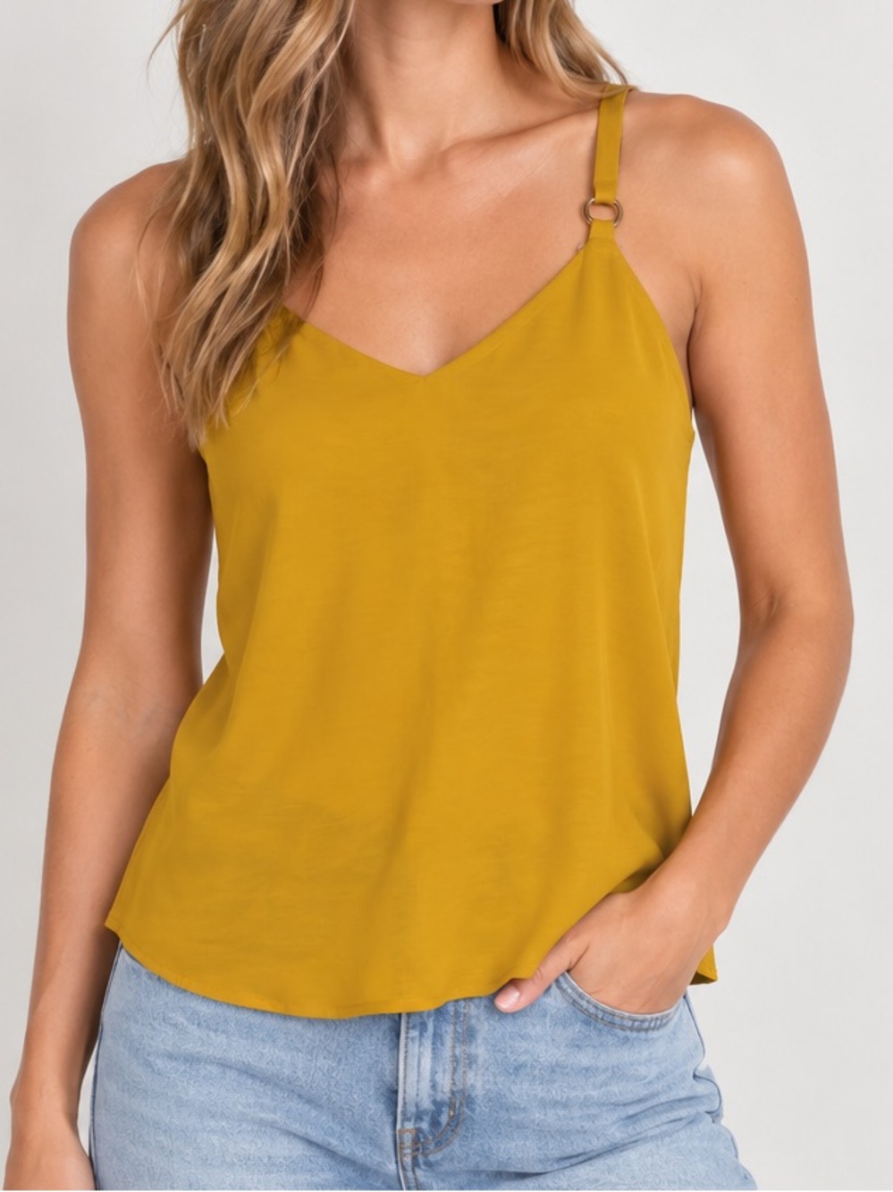 Topshop Golden Yellow Tank Top Flowy Blouse Loose Fit US 10